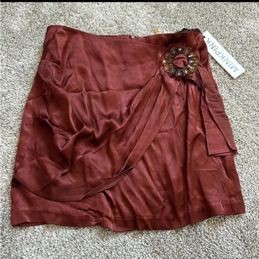 MINKPINK satin bejeweled mini skirt size S